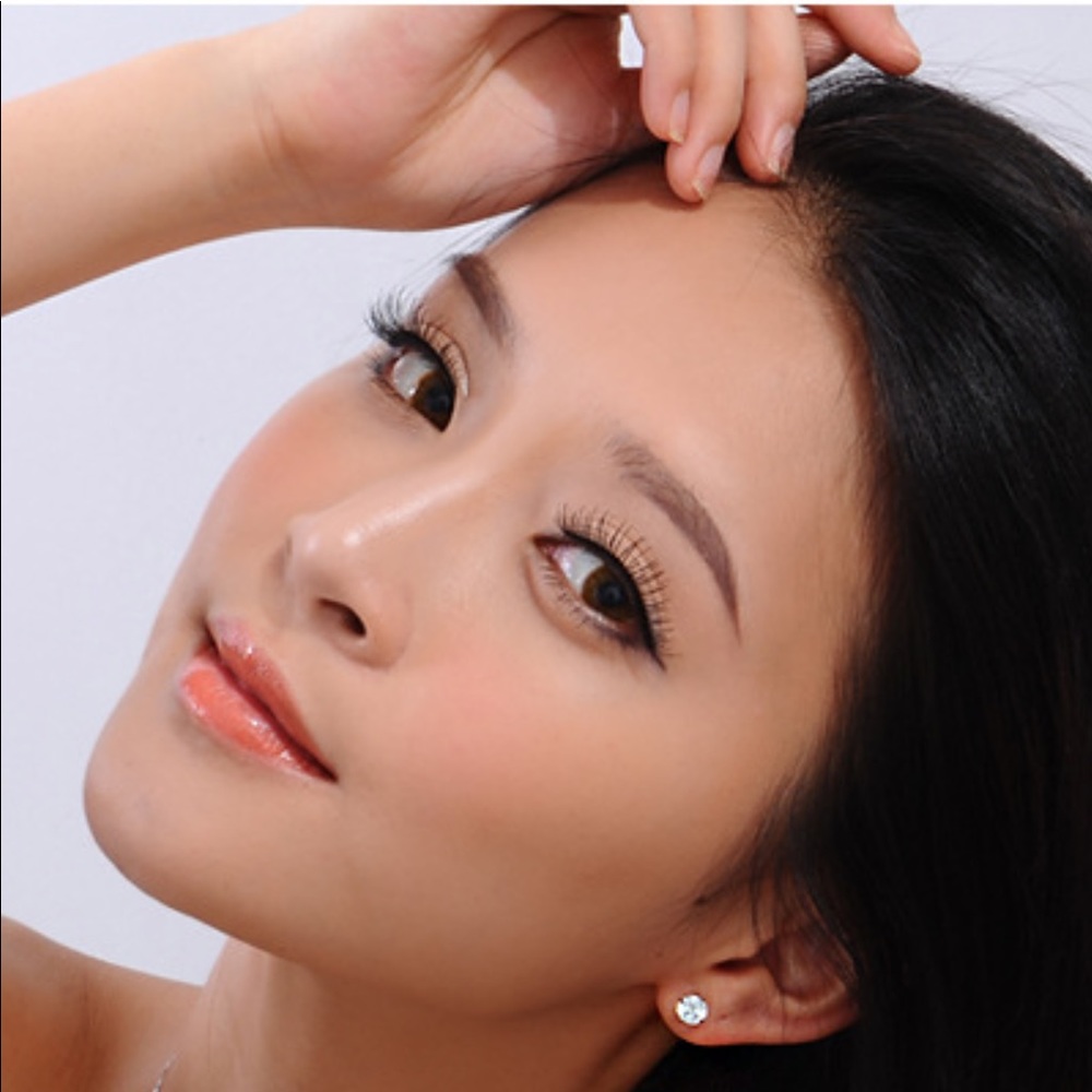 sterling silver stamped S925 diamond stud earrings - Picture 4 of 7